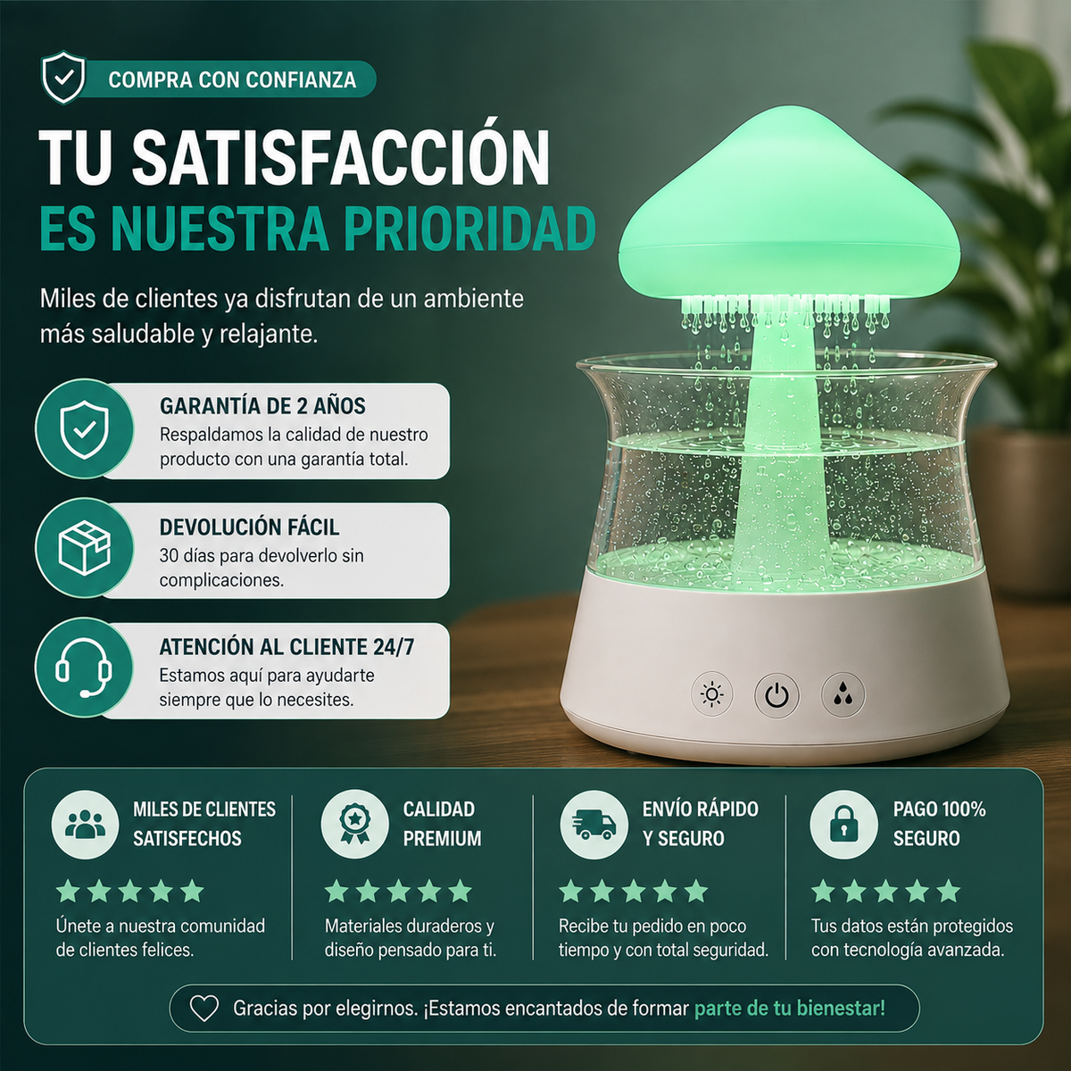 Difusor Humidificador Nube de Lluvia