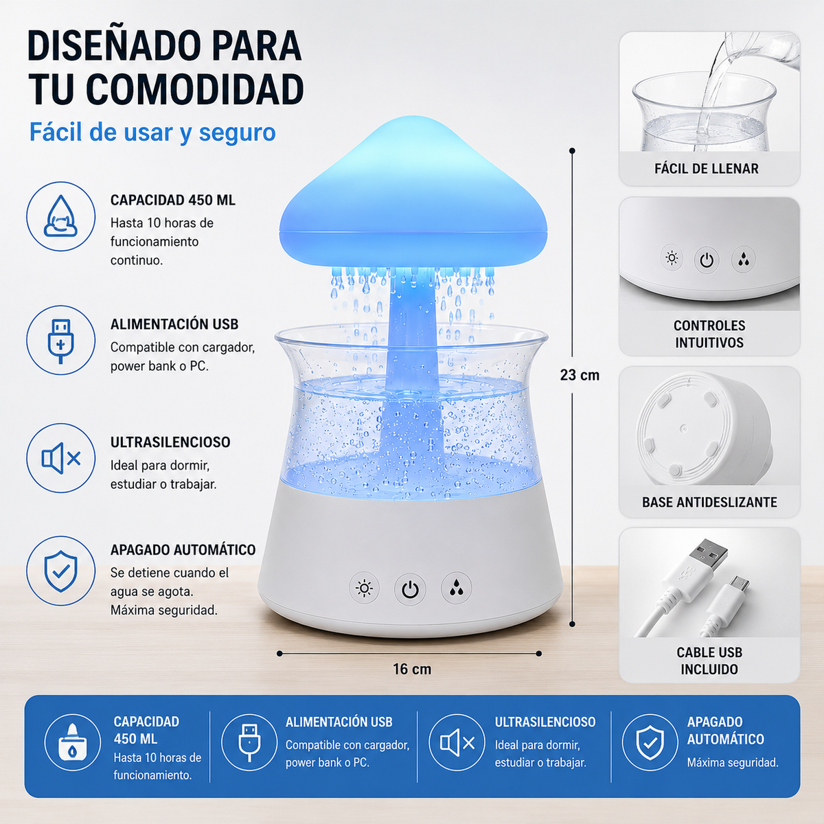 Difusor Humidificador Nube de Lluvia